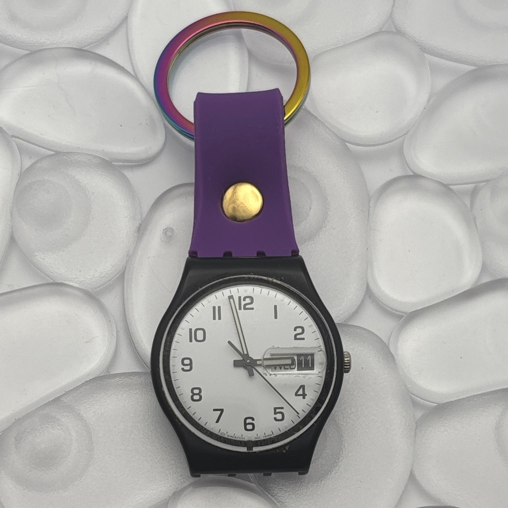 Purple & Rainbow Swatch Keychain - fits Gent Swatch watch - Picture 3 of 3